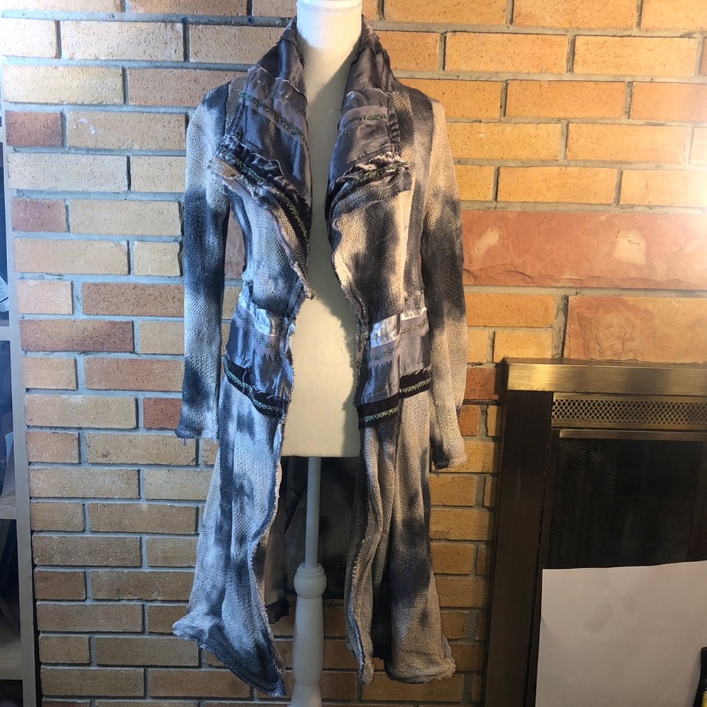 Upcycled look sweater duster